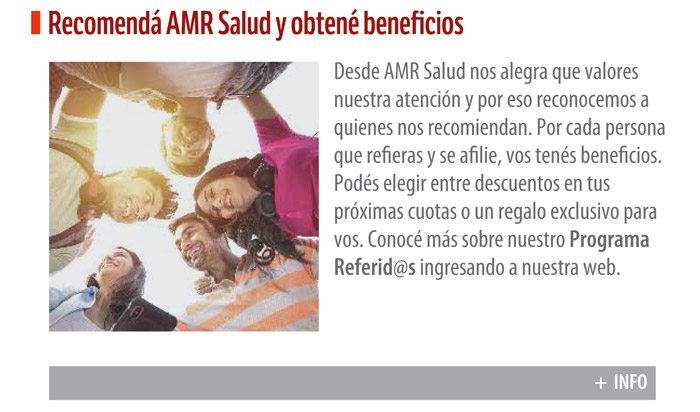 Recomendá AMR Salud y obtené beneficios.